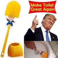 Winston Cronin Donald Trump Toilet Brush Cleaner Scrubber Set Magic Trump Toilet Brush and Holder for Bathroom Deep Cleaning Make Toilet Great Again (with Base)