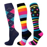 Compression Socks Women 20-30mmHg (3 Pairs) Mens Gradient Compression Stockings for Nurses Running Medical Athletic Edema Diabetic Varicose Veins Travel Flight Pregnancy Shin Splints (Assorted 7,L/XL)