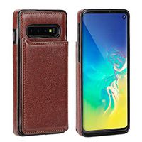 IronSeals AQ Folding Card Slots Leather Case Holder Cash Wallet with Magnet Button for Samsung S10