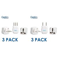 Ceptics GP-12A-3PK Italy Travel Plug Adapter (Type L) - 3 Pack [Grounded & Universal] & Europe Travel Plug Adapter (Type C) for Most European Countries - 3 Pack [Grounded & Universal] (GP-9C-3PK)