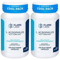 Klaire Labs L. Acidophilus - 3 Billion CFU Lactobacillus Probiotic, Pure SCD Compliant Formula for Men & Women, Hypoallergenic & Non-Dairy (100 Capsules, 2 Pack)