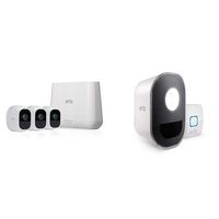 Arlo Pro 2 Home Security Camera System (3 pack) with Lights (1 Pack) - Siren, Wireless, Rechargeable, 1080p HD, Audio, Indoor or Outdoor, Night Vision, Works with Amazon Alexa (VMS4330P)