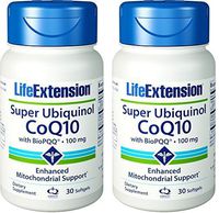 Life Extension Super Ubiquinol CoQ10 with Enhanced Mitochondrial Support 100 mg, 60 softgels (2 Pack)