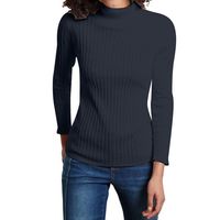 WYTong Fashion Slim Sweater,Women Casual Solid Turtleneck Knitting Long Sleeve Tops Warm Pullover(Navy,L)