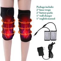 Battery Heated Knee Brace Wrap AWOEZ Rechargeable Lithium Electric Heating Pad Knee Hot Therapy 3 Temperature Control for Joint Pain