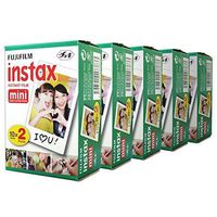 Fujifilm Instax Mini 100 Film for Fuji 7S 8 25 50S 90 300 Instant Camera, Share SP-1 White, Pack of 5