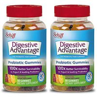 Daily Probiotic Gummies, Digestive Advantage (80 Count in a Bottle), 100X Better Survivability vs Yogurt & Leading Probiotics (Pack of 2)