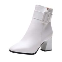 Outtop(TM) Women Winter Martain Boots Lady High Heel Short Ankle Booties Shoes (US:5.5, White)