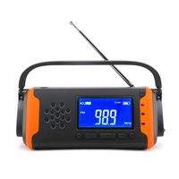 LCD Digital Emergency Weather Radio,Solar Hand Crank AM/FM NOAA Radio with LED Flashlight,AUX-in Music Player,4000mAh Power Bank for Cell Phone Charger and SOS Alarm