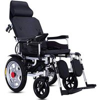 Lightweight Folding Electric Wheelchair,Sitting and Lying 2 in 1 Power Transport Wheelchair Chair, Electric Wheelchairs for Adults Elderly, Rollator Walker with Seat,Black