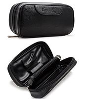 Yannabis Pipe Bag, PU Leather Tobacco Pipe Accessories Pouch Holder 2 Pipes, Black