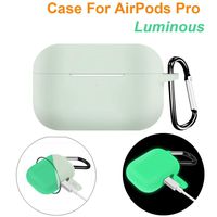 Graysky Luminous Silicone Protective Cover Compatible with AirPods Pro 3rd Gen Charging Case 2019, Glow in The Dark, Shock & Scratch Resistant Durable Cover with Anti-Lost Carabiner and Dust Plug