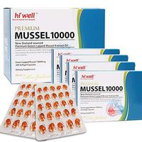 Hi Well Premium Green Lipped Mussel 10000mg 200 Capsules New Zealand Green Lipped Mussel Extract Oil Joint Health Support & Mobility (Pack of 2)