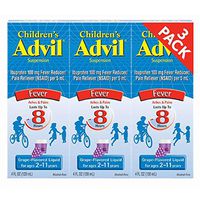 Children's Advil Suspension Ibuprofen 100mg Fast Pain Reliever and Fever Reducer Last up to 8 Hours Grape Flavor Liquid for Ages 2 to 11 Years - 3 Pack of 4 FL Oz Bottles