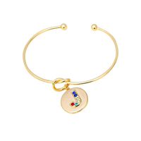 Sunhusing Women's Simple Gold Inlaid Colored Diamonds Personality Letter Knot Bracelet Girlfriend Fine Gift(J)