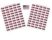 Made in USA! 100 Country Flag 1.5" x 1" Self Adhesive World Flag Scrapbook Stickers, Two Sheets of 50, 100 International Sticker Decal Flags Total (Serbia)