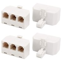 Three Way Telephone Splitters,Uvital Female 1 to 3 Converter Cable RJ11 6P4C Telephone Adaptor and Separator for Landline(White,4 Pack)