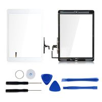 Touch Screen Digitizer Replacement for iPad air 1st Generation A1474 A1475 A1476 GSM CDMA, 9.7" Front Glass Repair Kit Include Home Button and pre-Install Adhesives (White)