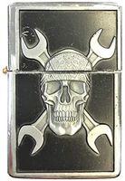 Eclipse Biker Wrench Skull Design Windproof Jet Flame Pocket Torch Lighter, 1880 (Black)