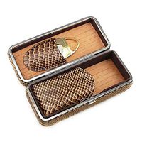 Smoking Set/Cigar Box Can Hold 3 Cigars Cedar Wood Lined with Leather with Cigar Scissors Travel Portable Cigarette Box Thickened Men's Gift Box Mute