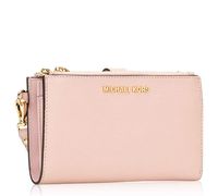 Michael Kors Jet Set Travel Double Zip Saffiano Leather Wristlet Wallet (Blossom), Medium
