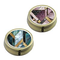 Pill Cases Set of 2 - Cheliz Compact 3 Compartment Medicine Case, Pill Box for Pocket or Purse (Marble Set1)