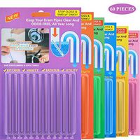 60 Pieces Drain Sticks Drain Cleaner Sticks Drain Deodorizer Sticks Non-Toxic for Kitchen, Bathroom and Laundry, 5 Sets