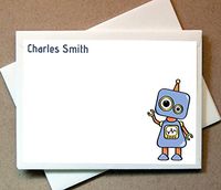 Personalized Robot Note Cards (40 Non-foldover Cards and Envelopes)