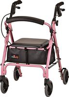 NOVA GetGo Petite Rollator Walker (Petite & Narrow Size), Rolling Walker for Height 4’10” - 5”4”, Seat Height is 18.5”, Ultra Lightweight - Only 13 lbs with More Narrow Frame, Color Pink