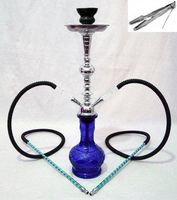 2 hose 20" midnight Blue Hookah nargila bars narguile nargile glass water Vase