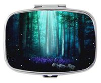TuMeimei Rectangle Pill Case - Moonlight Woods Custom Fashion Style Pill Box - 2 Compartments Pill Box/Pill case