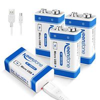 9V Rechargeable Li-ion Batteries with Micro USB Charging Port, Keenstone 650mAh Li-ion Battery, 4 Pack