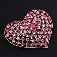 Gorgeous Crystal Rhinestone Love Hearts Brooch Pin Jewelry Accessories Daily Novelty Party Girls Jewerly Womans Women Accesories Styling Delicate | Color - Pink