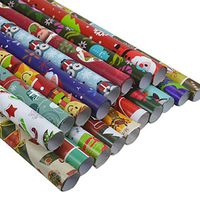 Funpa 10 Sheets Christmas Wrapping Paper Decorative Cartoon Gift Wrapping Paper (Random)