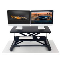 Home Standing Desk with Keyboard Tray,Height Adjustable 90cm53cm Platform Riser Converter Stand Up Desk,Ergonomic Design Office Tabletop Workstation Black