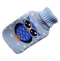 Transparent Classic Rubber Hot Water Bottle 2 Liter with Knit Cover - Blue Owl