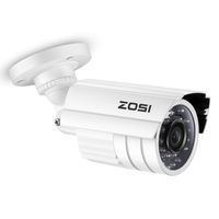 ZOSI HD 800TVL Day/Night 24 Infrared Leds 3.6mm CCTV Camera Home Security Outdoor Waterproof 65ft 20m IR night Vision bullet Camera white (metal case) (Renewed)