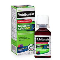 Robitussin Adult Maximum Strength Nighttime Cough DM Max (4 fl. oz. Bottle), Cough Suppressant & Antihistamine, Blue Raspberry Flavor