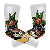 Men's UV Protection Arm Sleeve Gentlemans Skull and Rose Compression Arm Sleeve, Skin Protection Cooler Cycling Sleeves for Outdoor Activities to Cover Arms