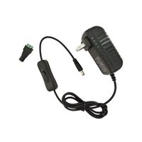 AspenTek Us Led Power Supply Adapter with Inline on off Switch for Led Rigid Bar, Led Strip Light, Led Tape light, Under Cabinet Lighting, Output DC 12V/2A, 24 Watt Max