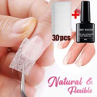 Clear Nail Gel Nail Extension Gel +30PCS Nail Care Fiberglass Silk Nails Wrap Stickers, Professional Nail Enhancement Thickening Gel Nail Art Tools Hybrid Gel
