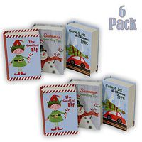 Gift Card Holder, Pretty Book Box Christmas Design, for Card, Money, Candy and Small Presents, Assorted Christmas Prints, Pack of 6