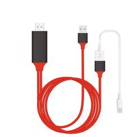 Olleasily for iPhone iPad Android to HDMI Adapter Cable, 3 in 1 Type-C/Micro USB/to HDMI Cable, 1080P HDTV AV Phone to TV Cable Adapter (Red, 1)