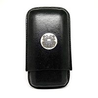 Genuine Leather US Coast Guard Cigar Case 3-Finger with 3 Cigar Holders - Pocket-Sized Cigar Case for Travel, Gifts for Men by Cigar Cutters by Jim (Black)