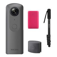 Ricoh Theta V 360 4K Spherical VR Camera W TL-1 Lens Cap + Portable Battery Charger and Monopod Bundle