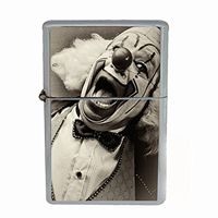Perfection In Style Wind Proof Dual Torch Refillable Lighter Vintage Creepy Clowns Design 008