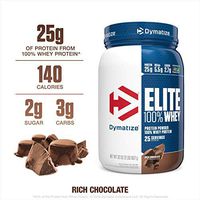 Dymatize Elite 100% Whey Protein Powder, 25g Protein, 5.5g BCAAs & 2.7g L-Leucine, Quick Absorbing & Fast Digesting for Optimal Muscle Recovery, Rich Chocolate, 2 Pound