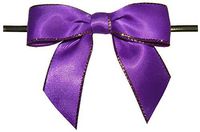 BAYWIND LTD; 3" Purple with Gold Edge Twist Tie Bows- 100pc
