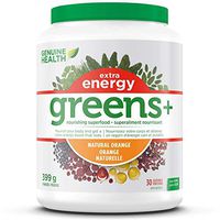 Genuine Health Greens+ Extra Energy, Green Superfood Powder, Non GMO, Natural Orange, 399g, 30 Servings