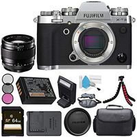 Fujifilm X-T3 Mirrorless Digital Camera (Silver) 16589058 + Fujifilm XF 23mm f/1.4 R Lens + 62mm 3 Piece Filter Kit + 64GB SDXC Card + Carrying Case + Flexible Tripod + Deluxe Cleaning Kit Bundle